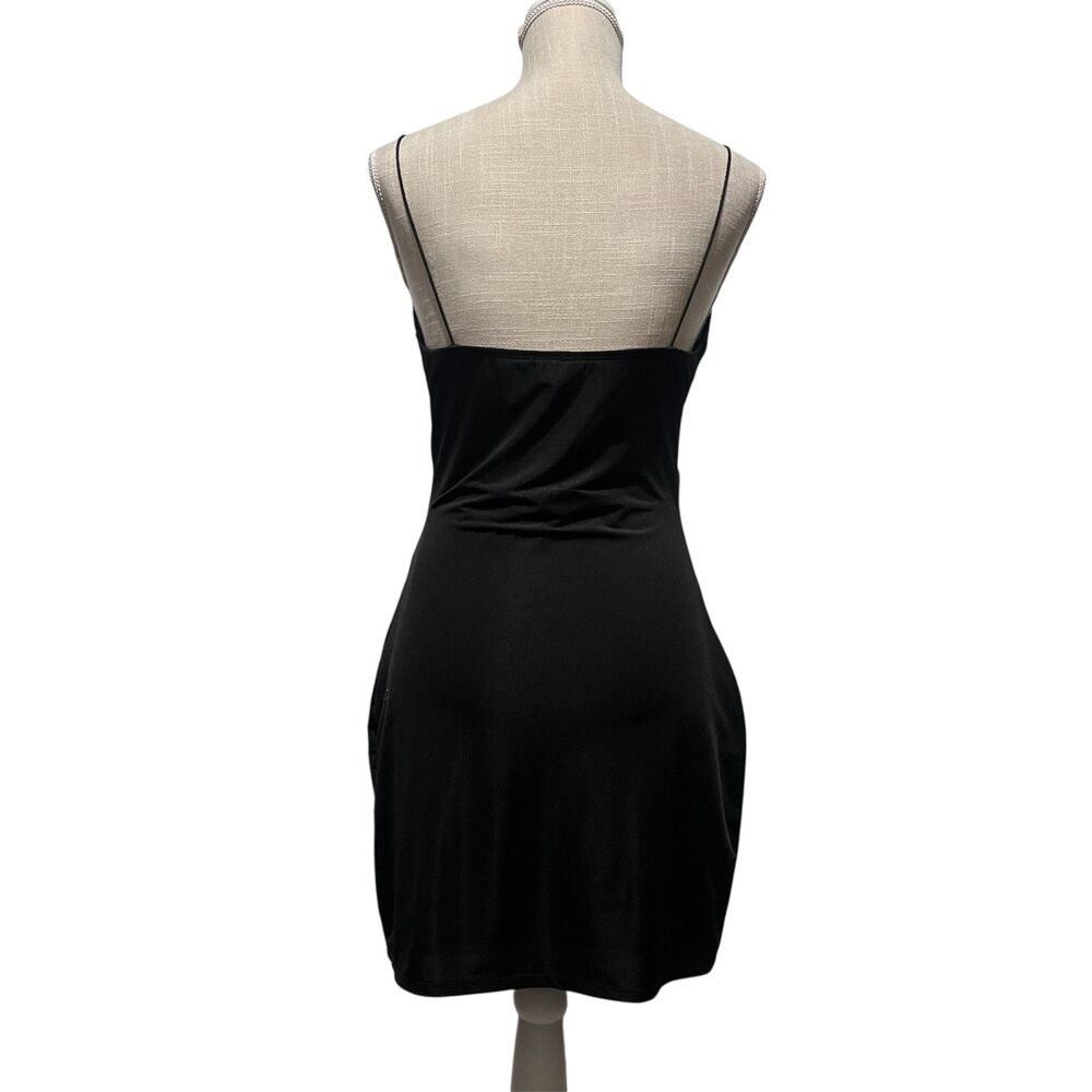 Windsor Black Twist Front Cut Out‎ Detail Mini Dress Large Y2K Party Bodycon - Picture 3 of 6